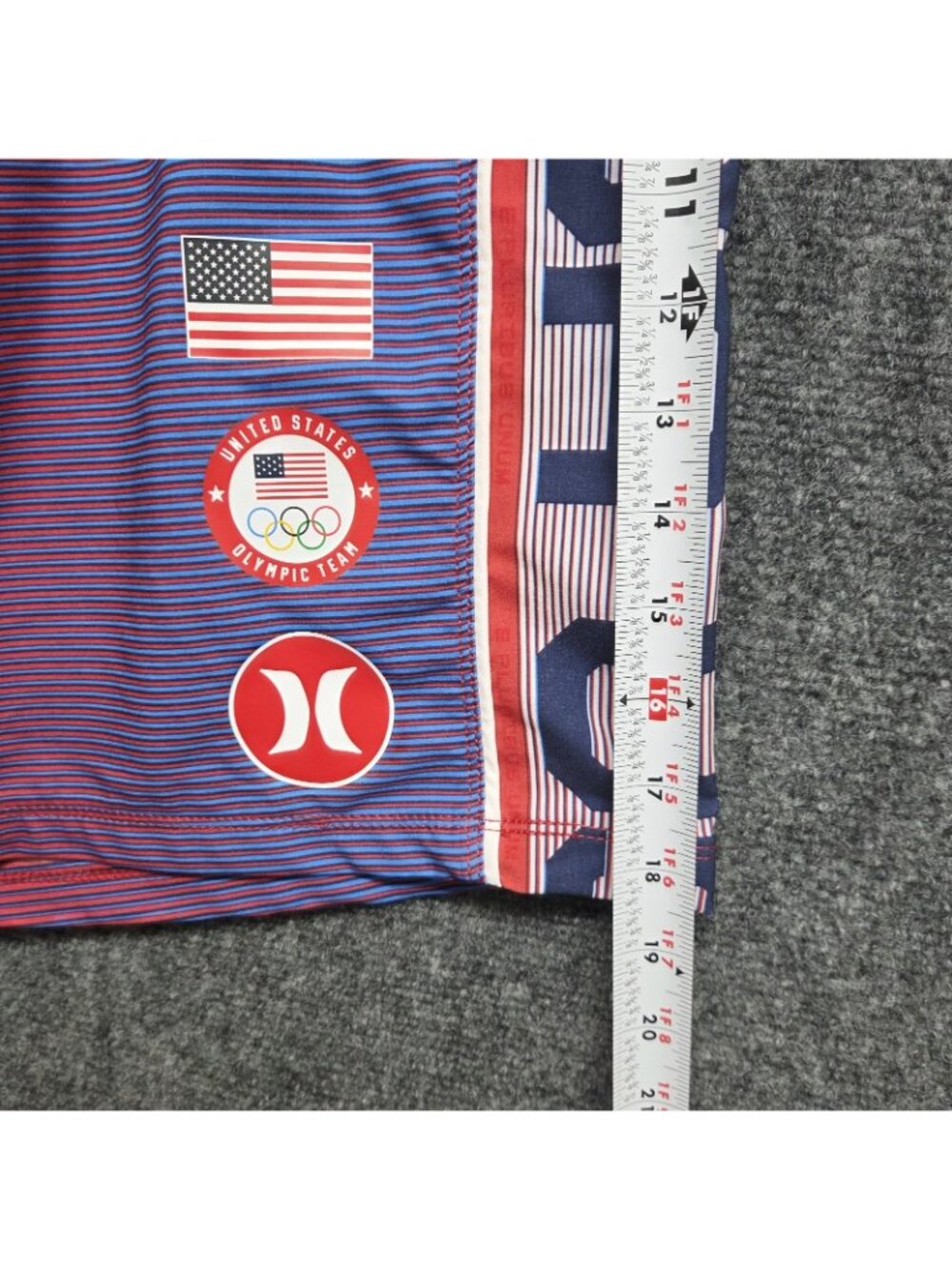 Hurley Phantom Mens 38 Team USA Olympic Board Shorts Striped Unlined Trunks - Picture 5 of 11